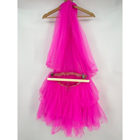 Bronx & Banco | Anna Halterneck Mini Dress in Hot Pink Tulle S - Picture 4 of 15